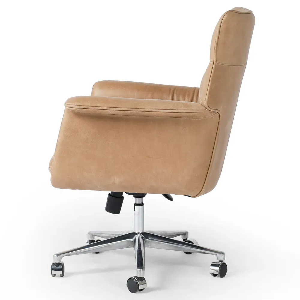 Arslan Swivel Executive Office Chair - Beige, Leather