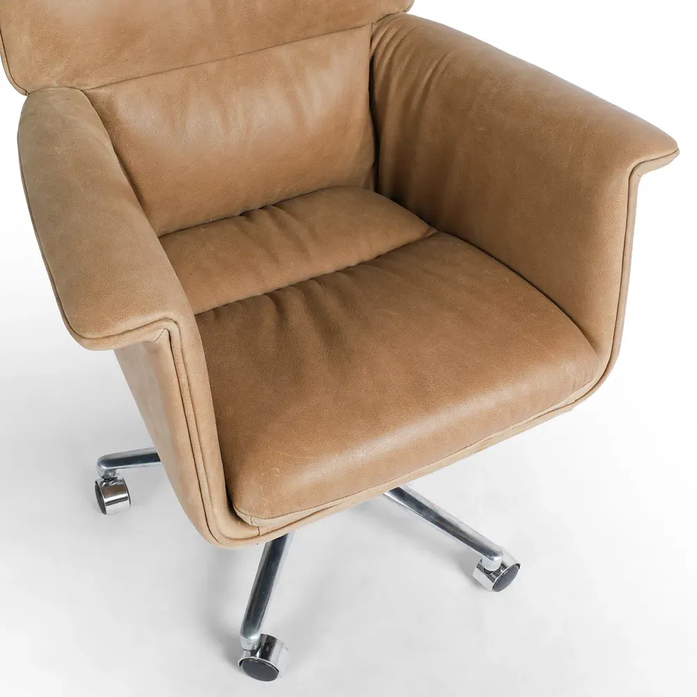 Arslan Swivel Executive Office Chair - Beige, Leather