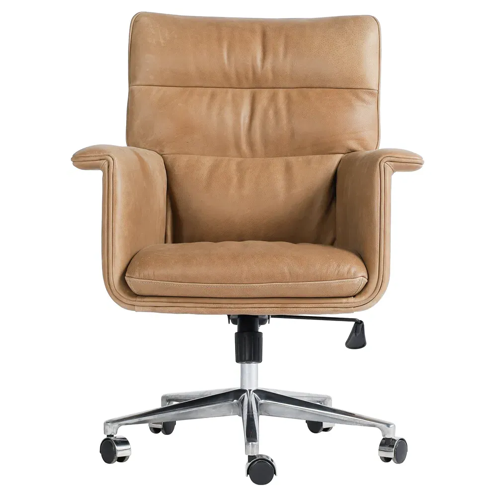 Arslan Swivel Executive Office Chair - Beige, Leather