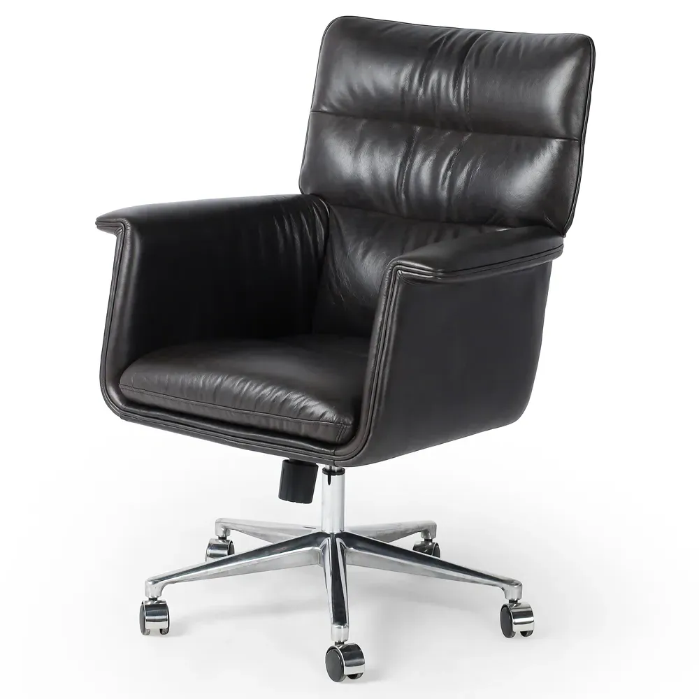 Arslan Swivel Executive Office Chair - Black, Leather