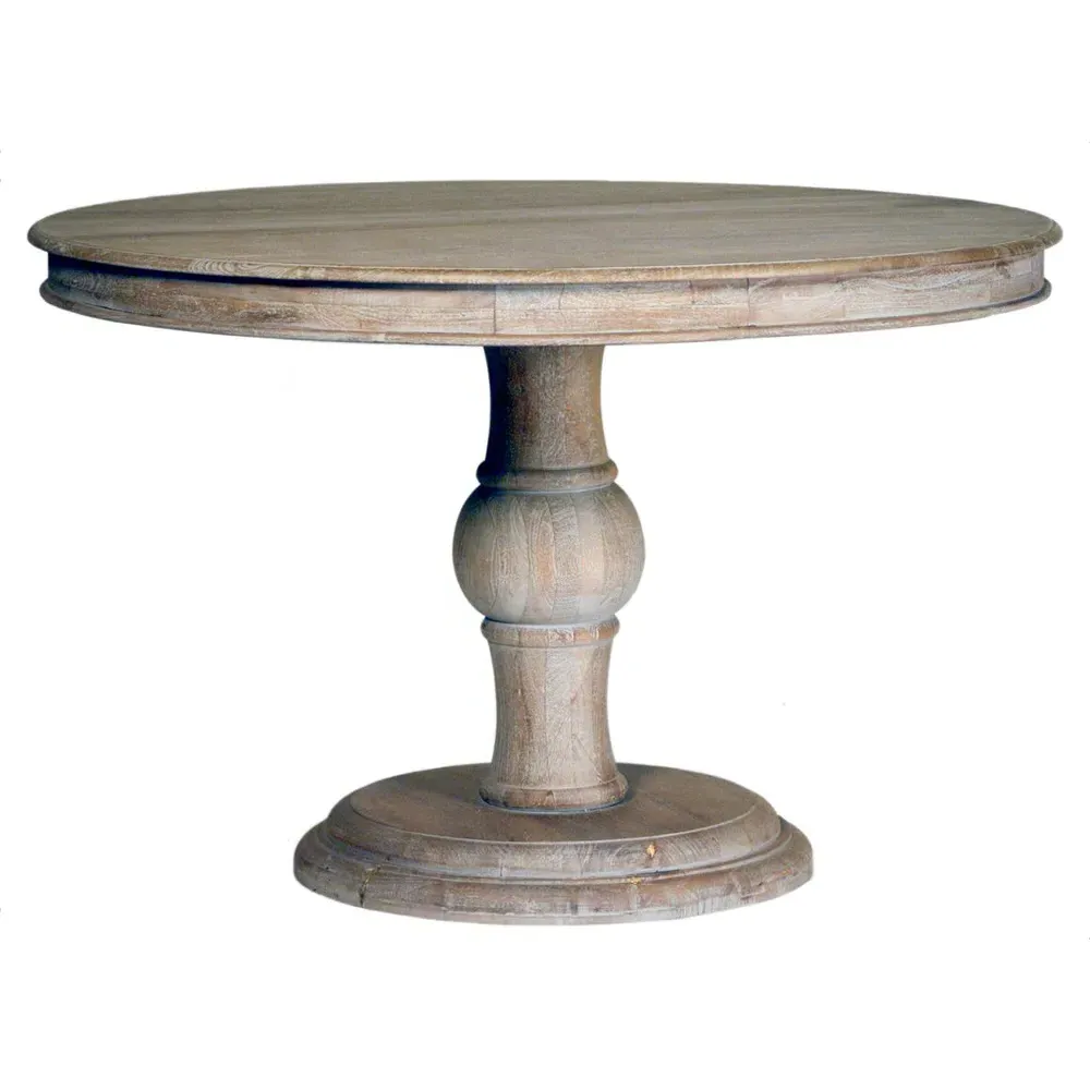 Art French Country Round Pedestal Dining Table - Grey, Mango Wood image