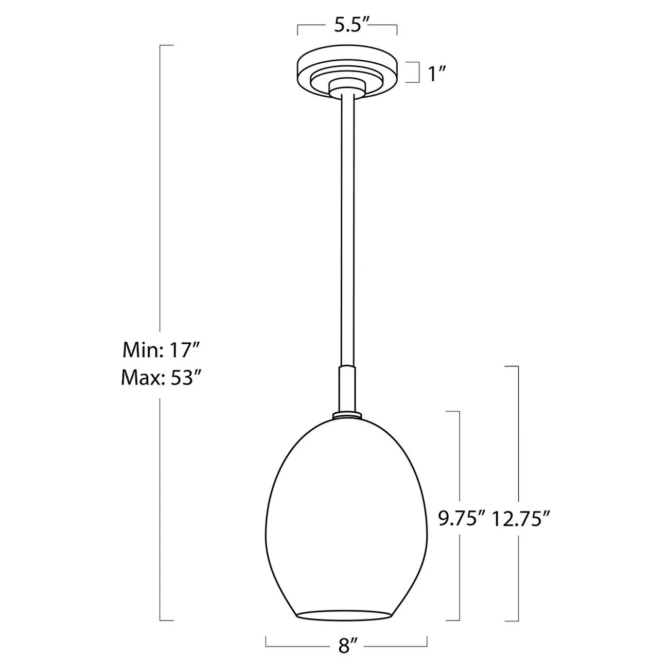 Artemis Single Pendant Light - Polished Nickel, Glass