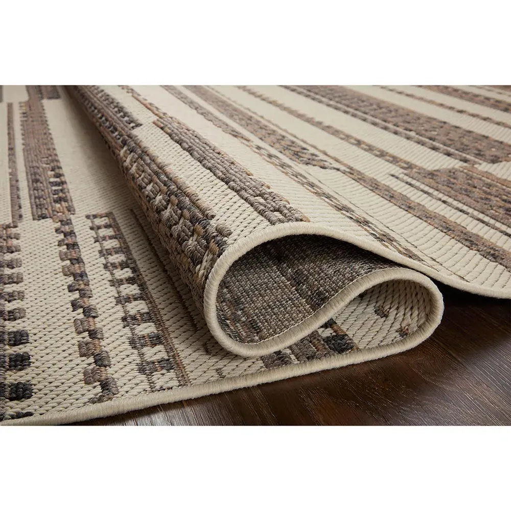Arvelin Striped Indoor Outdoor Rug Sample - Taupe, Polypropylene