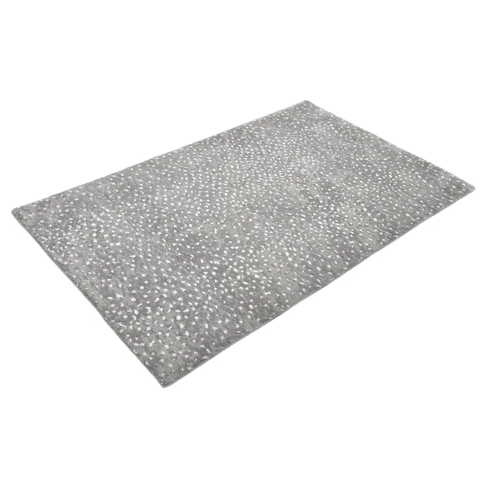 Arvin Dot Patterned Hand Knotted Rug - Grey, Wool