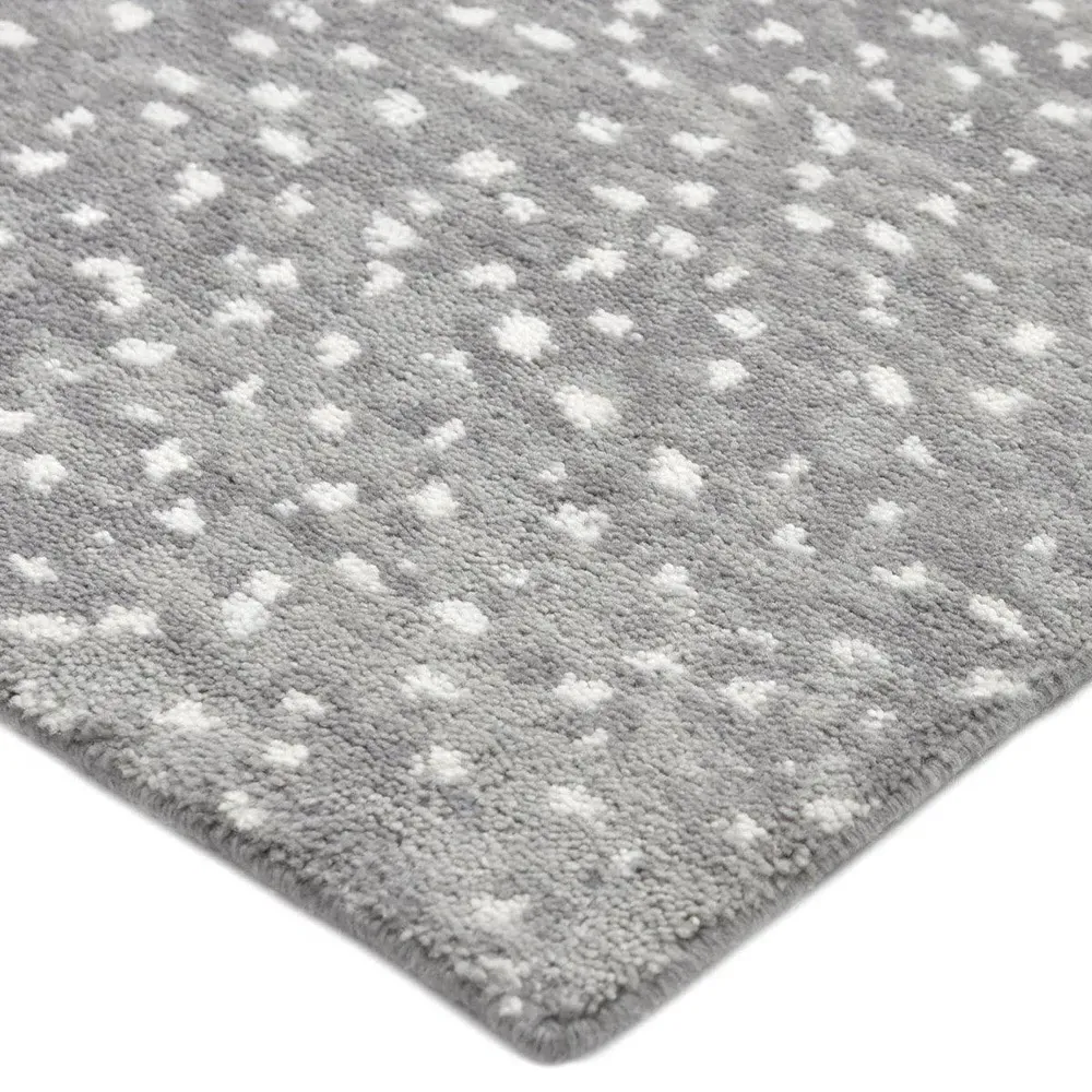 Arvin Dot Patterned Hand Knotted Rug - Grey, Wool