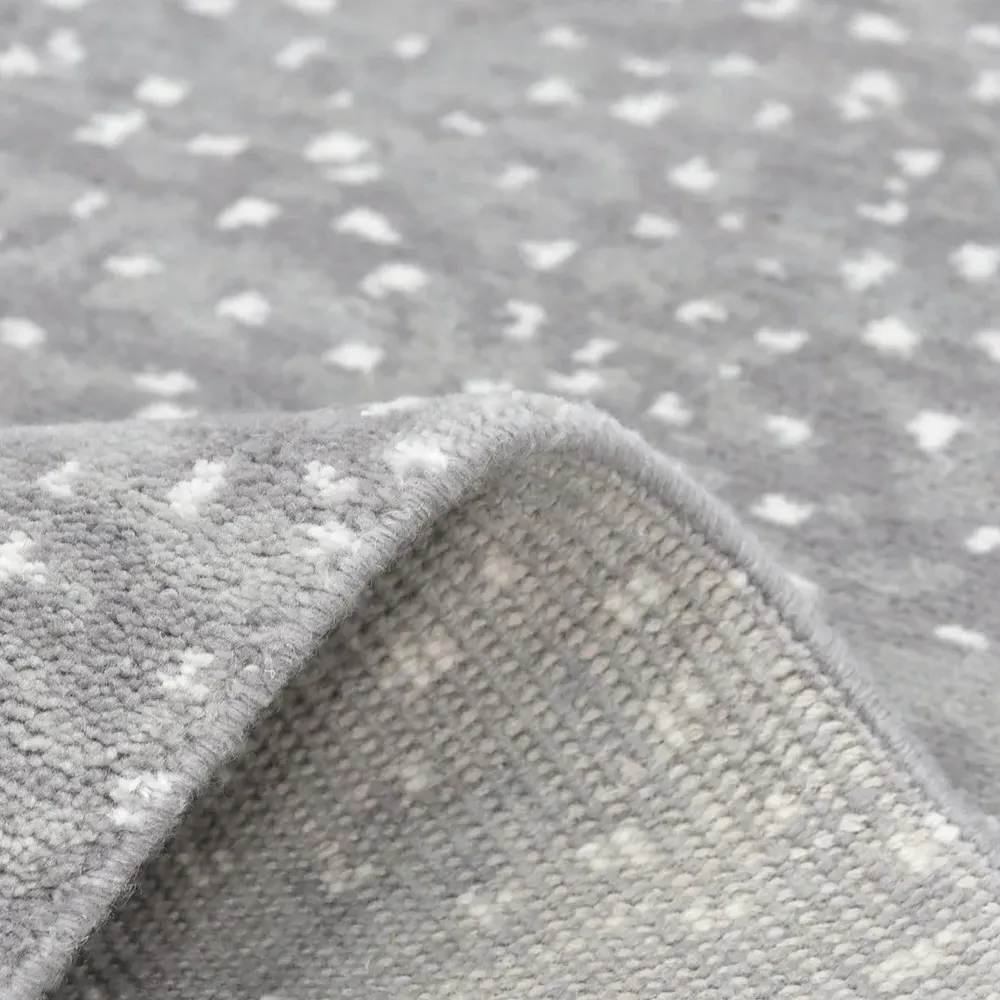 Arvin Dot Patterned Hand Knotted Rug - Grey, Wool