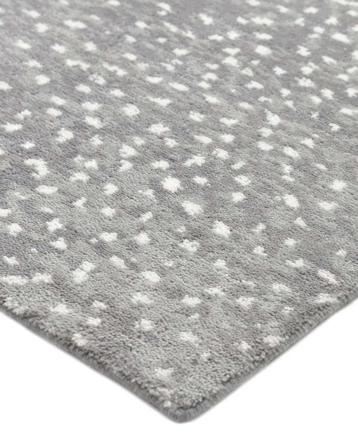 Arvin Dot Patterned Hand Knotted Rug - Grey, Wool