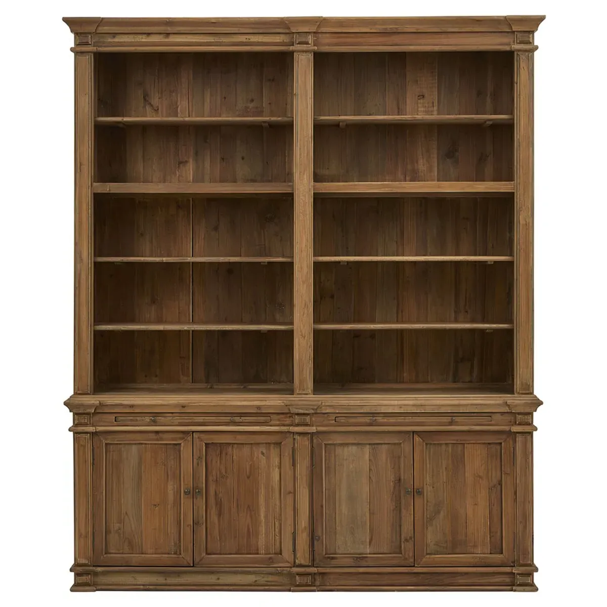 Arwen Double Bookcase - Brown, Reclaimed Pine Wood