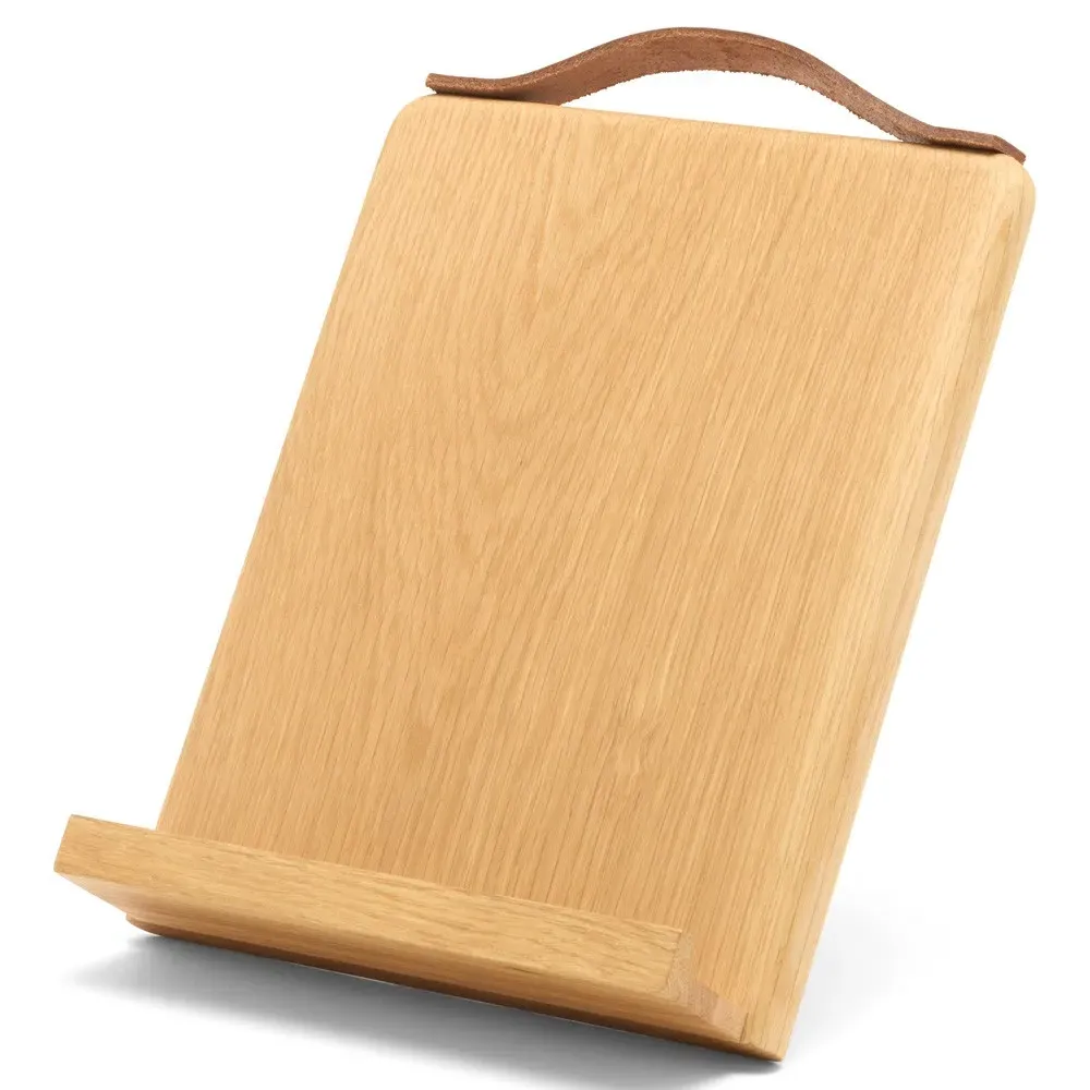 Arwen Recipe Stand with Leather Handle - Natural, Wood