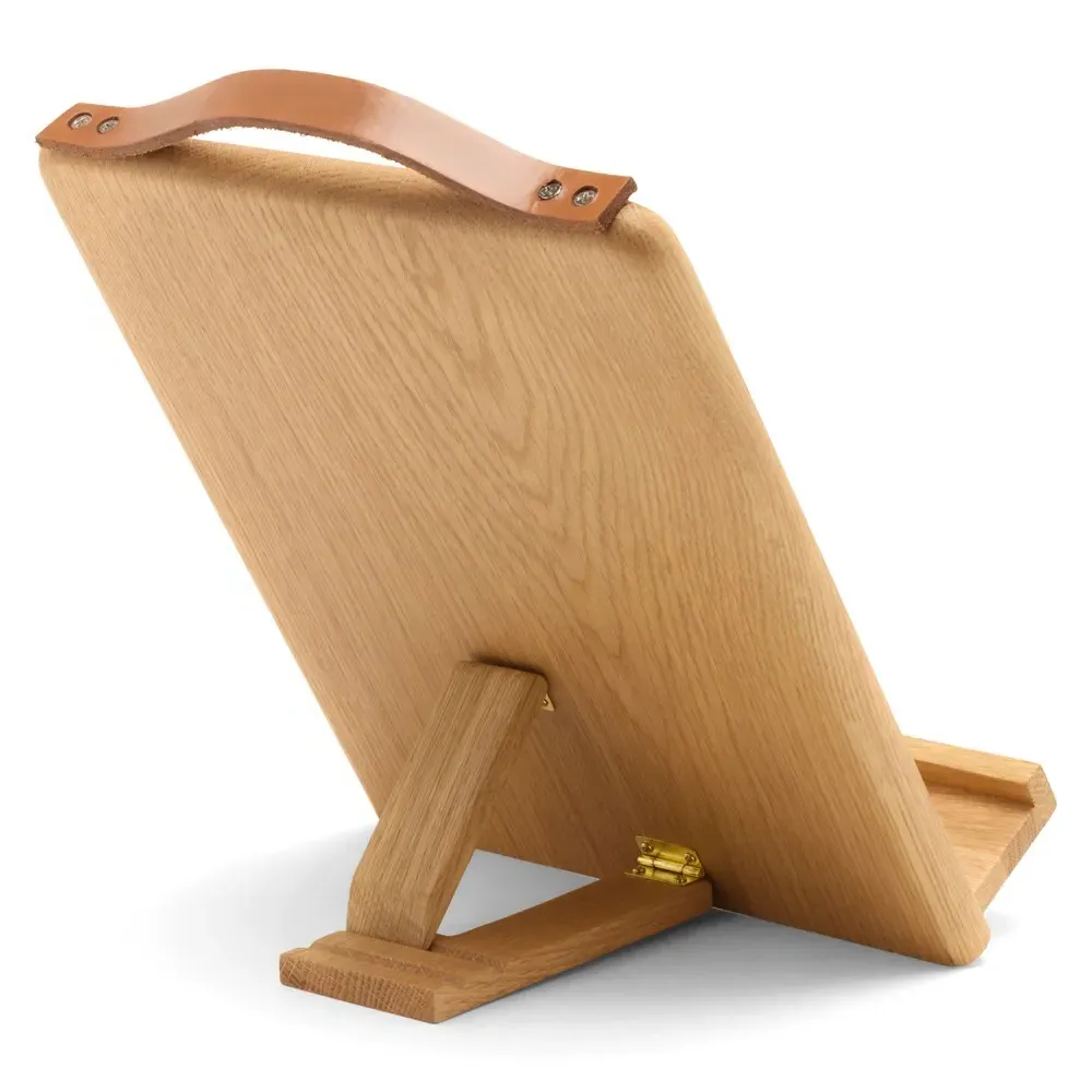 Arwen Recipe Stand with Leather Handle - Natural, Wood