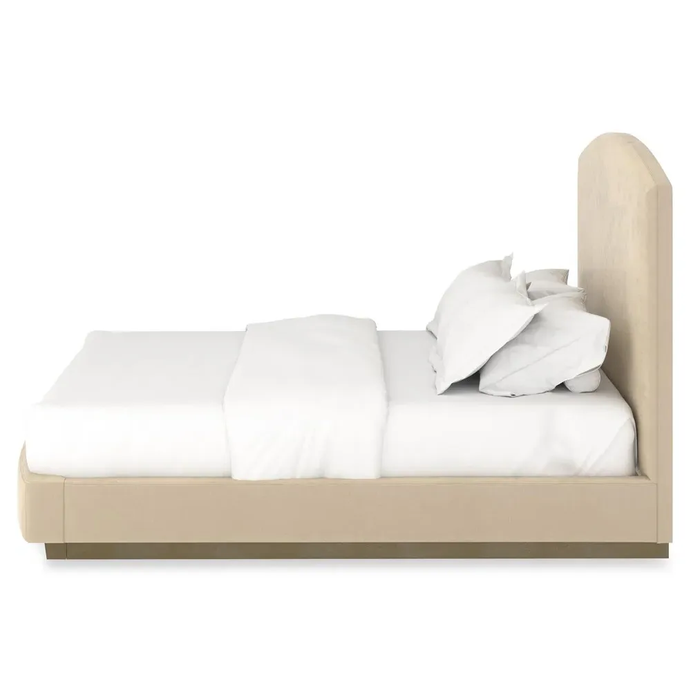 Arya King Size Bed - Beige, Wood