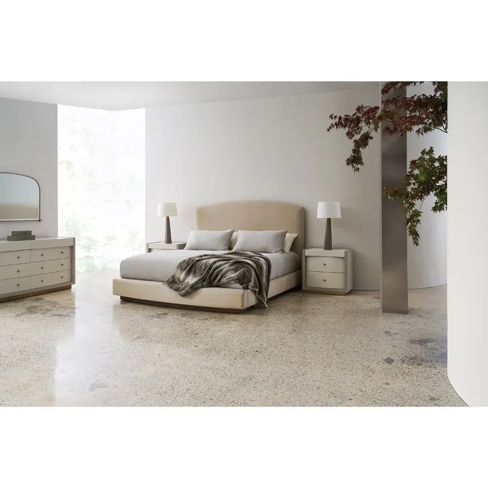 Arya King Size Bed - Beige, Wood