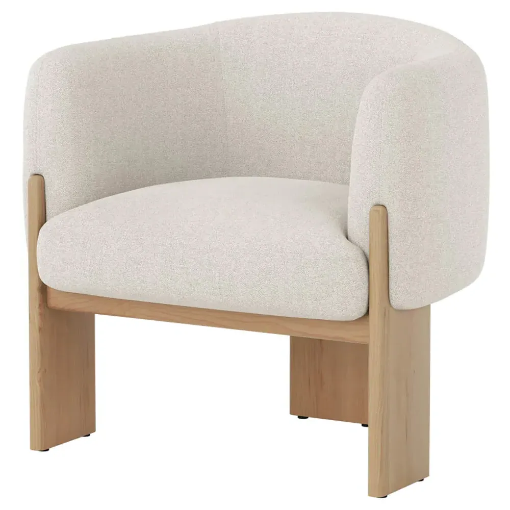 Asahina Barrel Chair - Dove Cream, Natural Oak