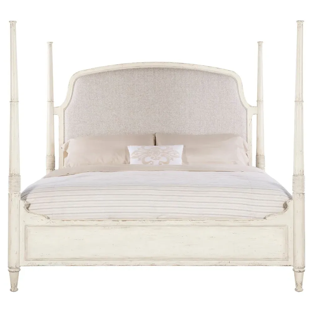 Asher Cal King Four Poster Bed - White, Oak image