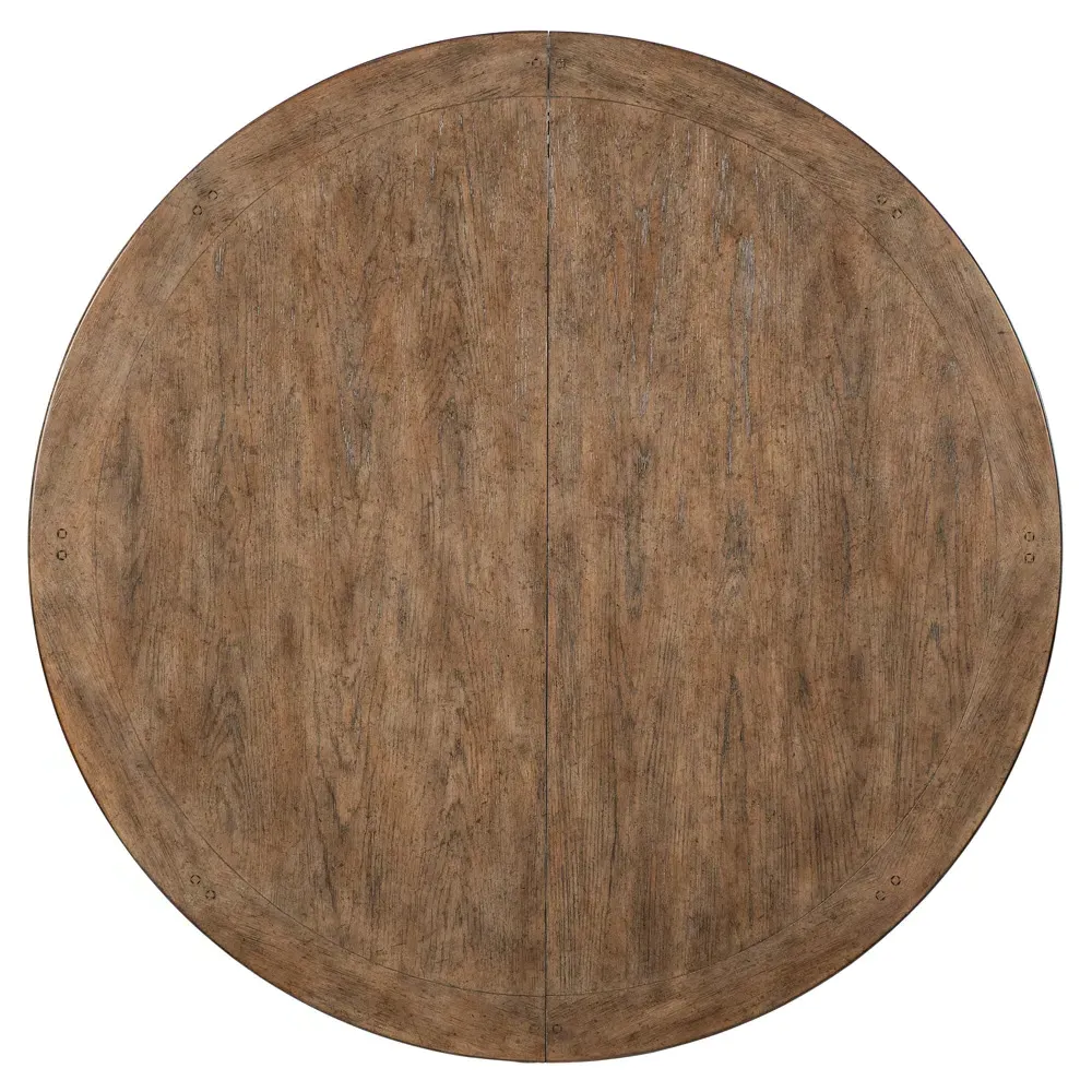 Asher Extendable Round Dining Table - Brown, Oak