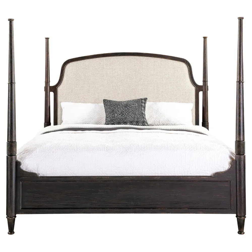 Asher King Size Four Poster Bed - Black, Oak