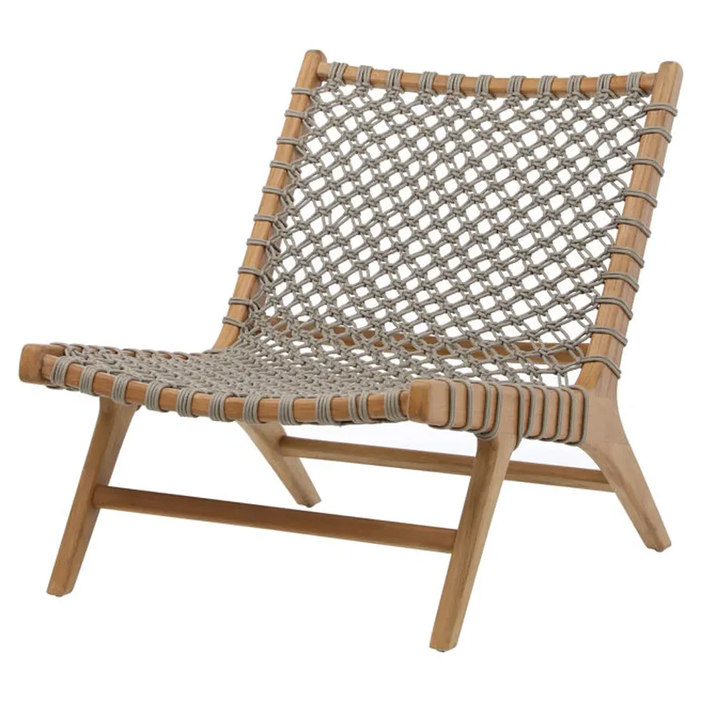 Ashleigh Woven Rope Outdoor Lounge Chair - Grey, Teak