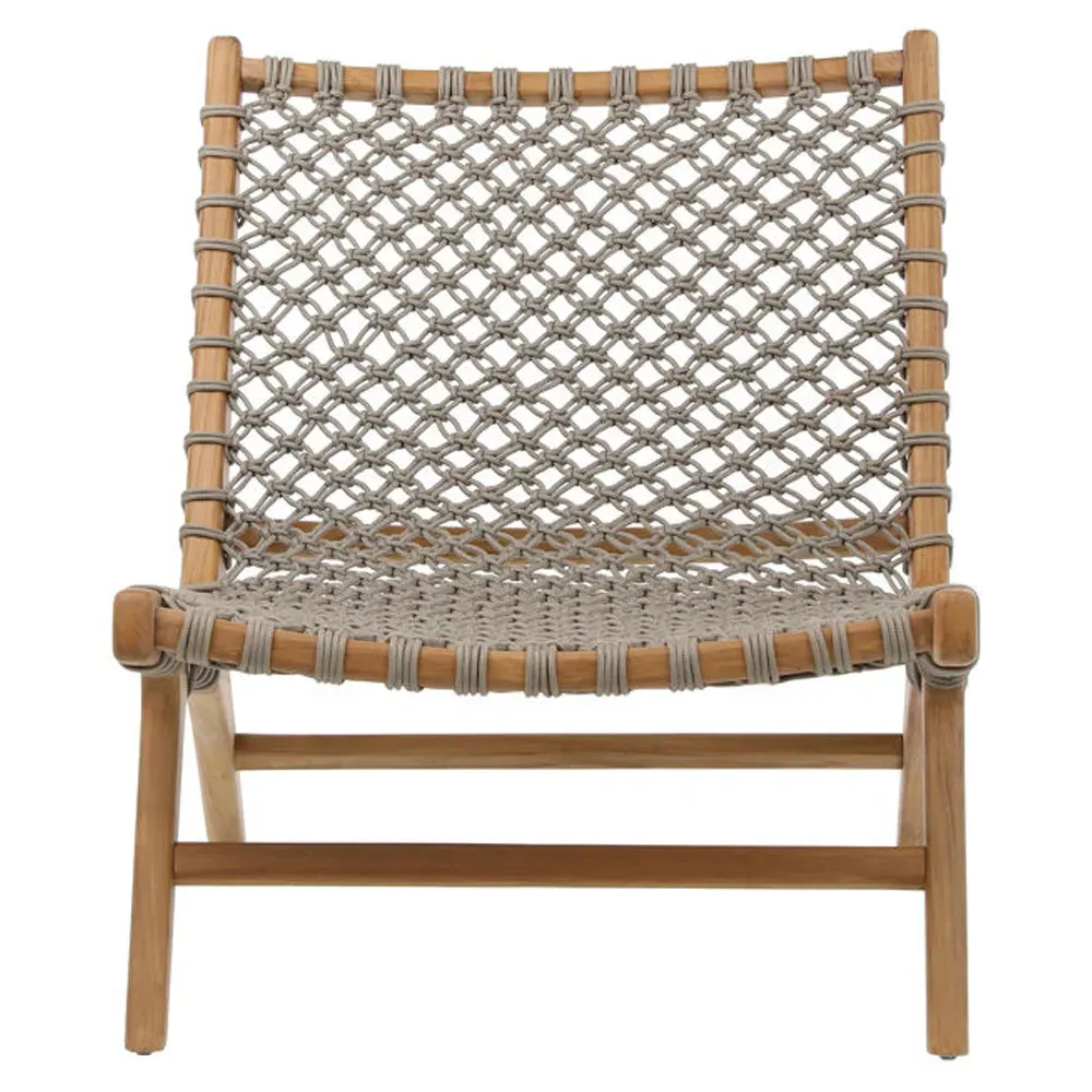 Ashleigh Woven Rope Outdoor Lounge Chair - Grey, Teak image