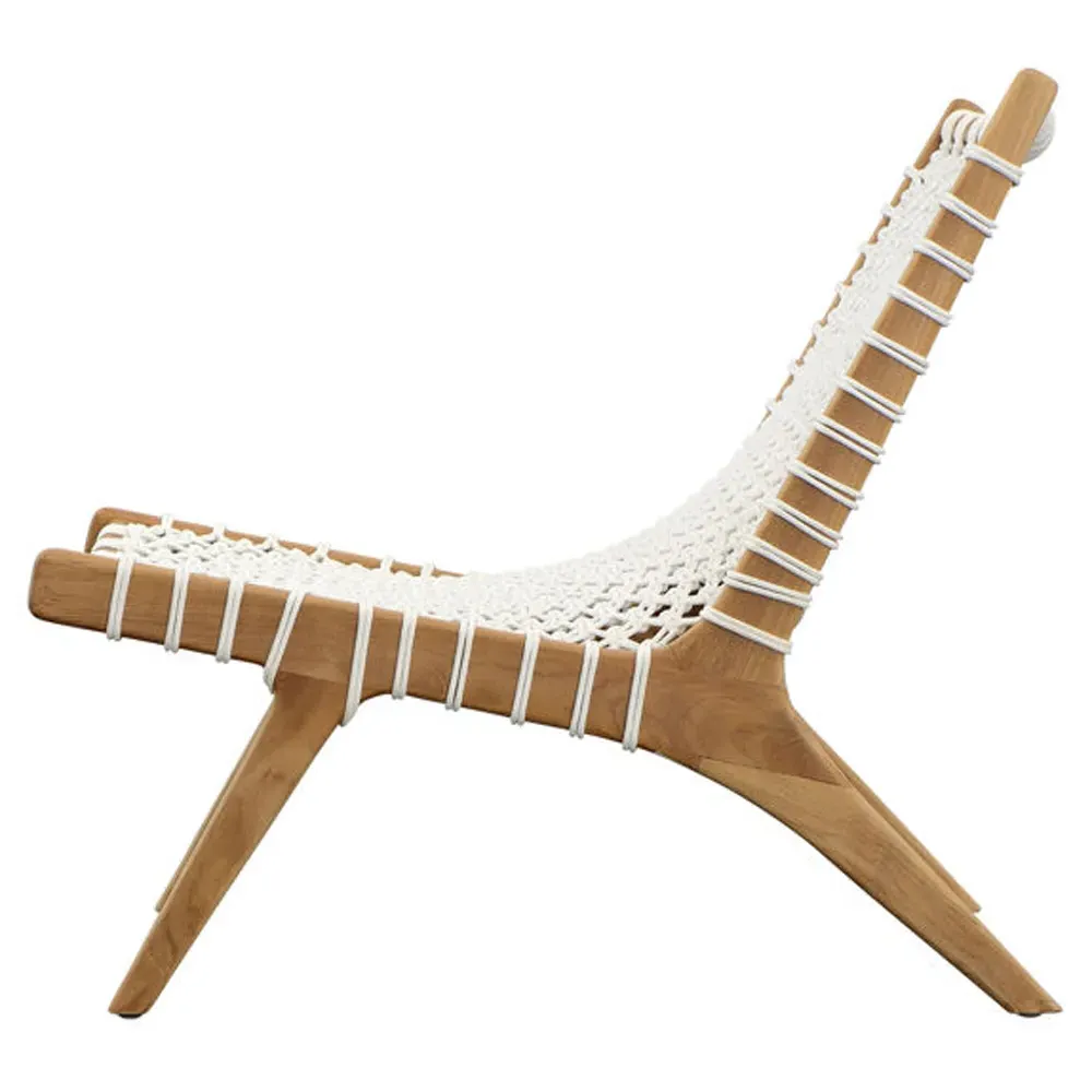 Ashleigh Woven Rope Outdoor Lounge Chair - White, Teak