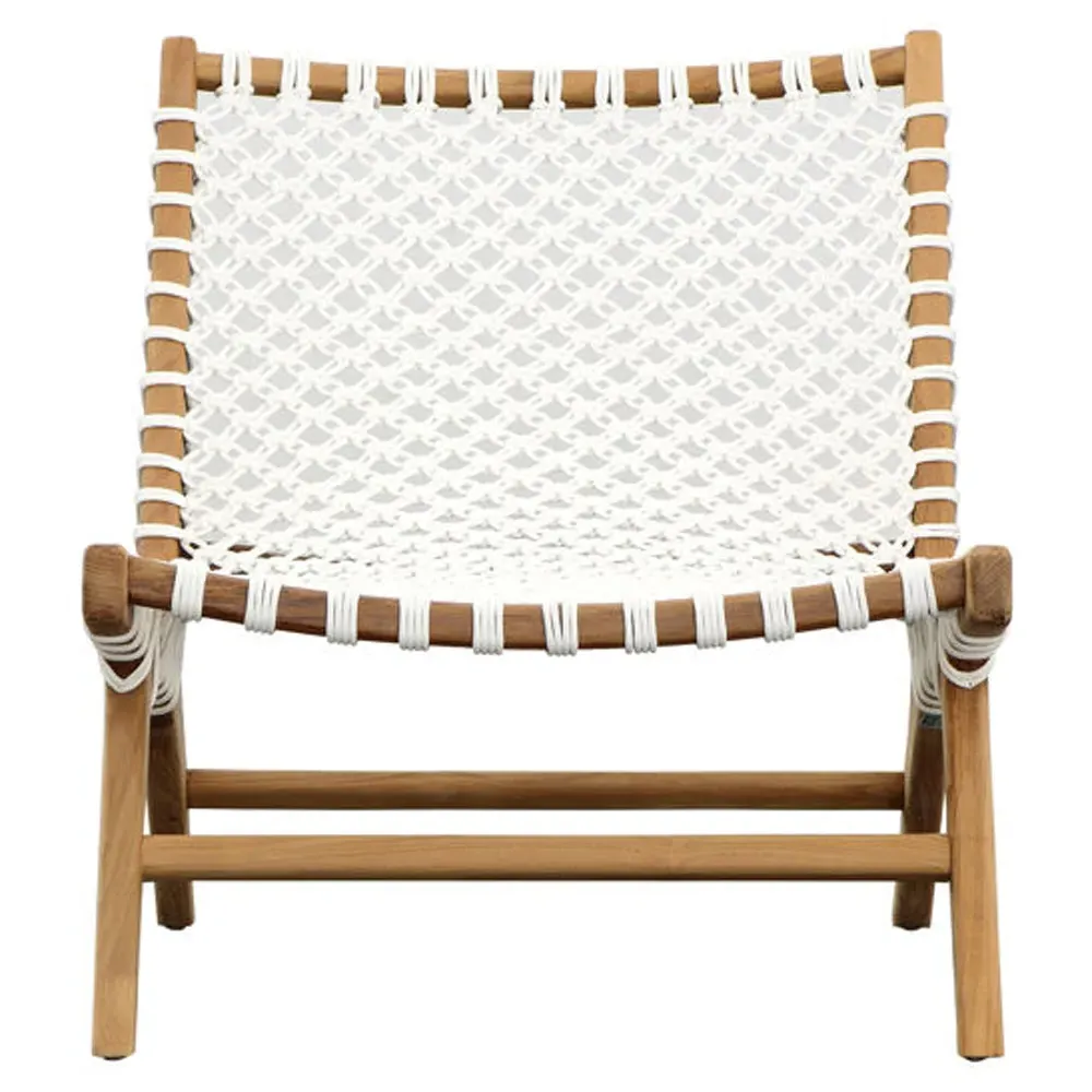 Ashleigh Woven Rope Outdoor Lounge Chair - White, Teak