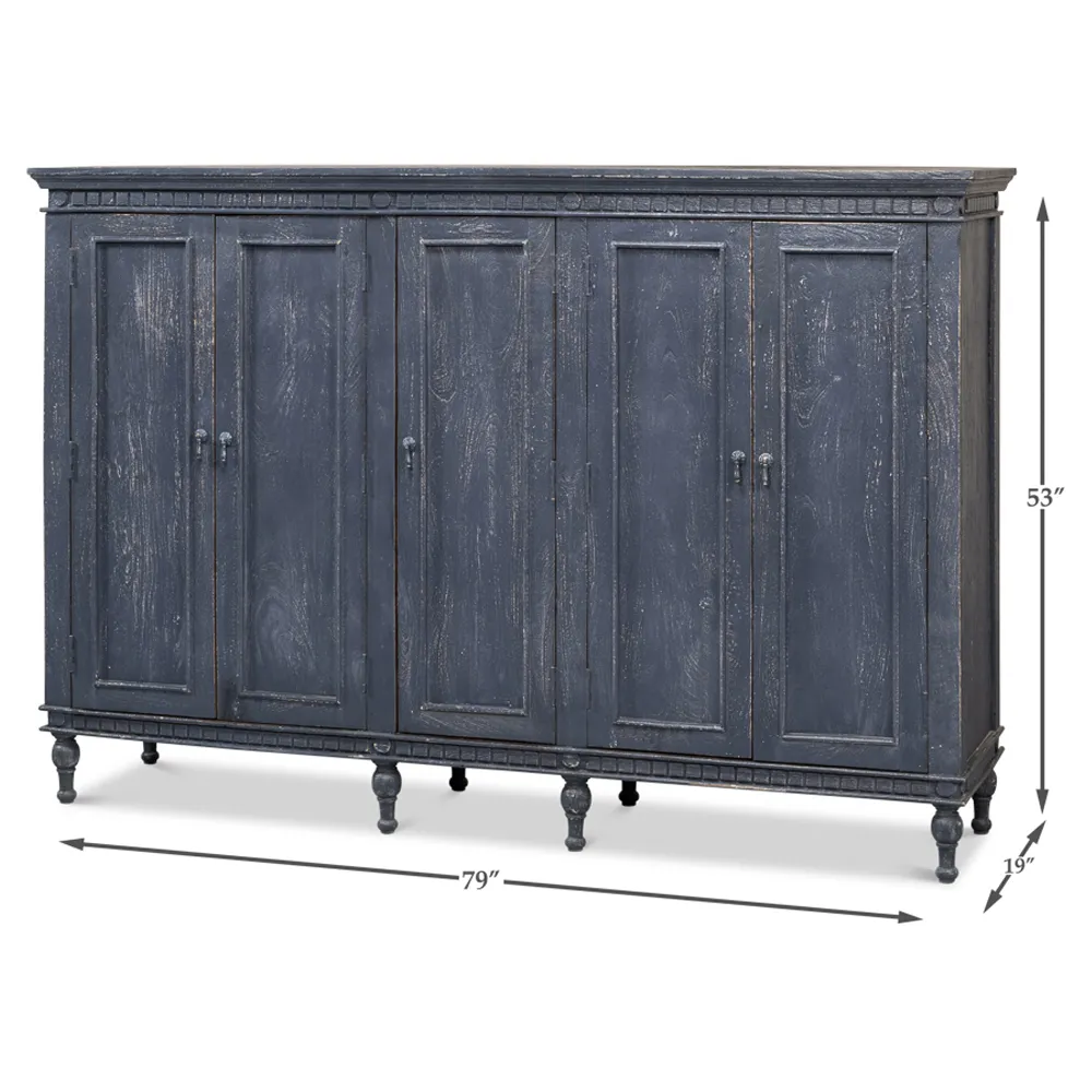 Ashley French Country Distressed Sideboard - Blue, Mango Wood