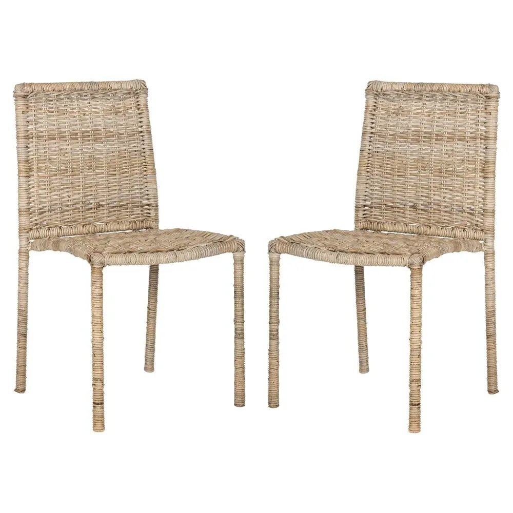 Ashley Woven Rattan Dining Chair Set of 2 - Grey, Rattan