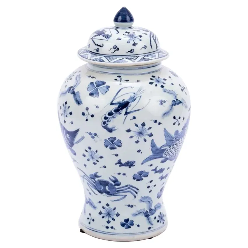 Aspen Ginger Jar with Lid - Blue, Porcelain image