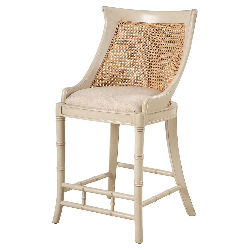 Aspyn Coastal Counter Stool - Beige, Cane