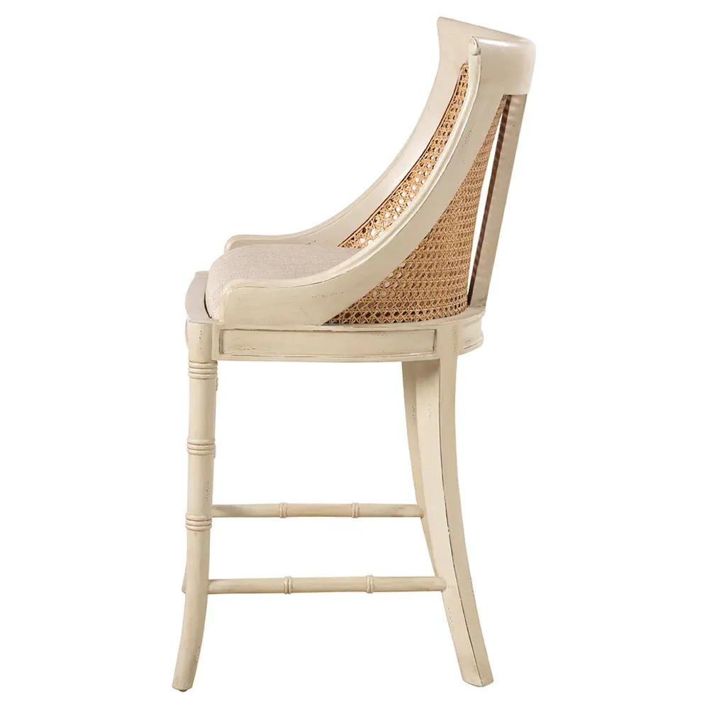 Aspyn Coastal Counter Stool - Beige, Cane