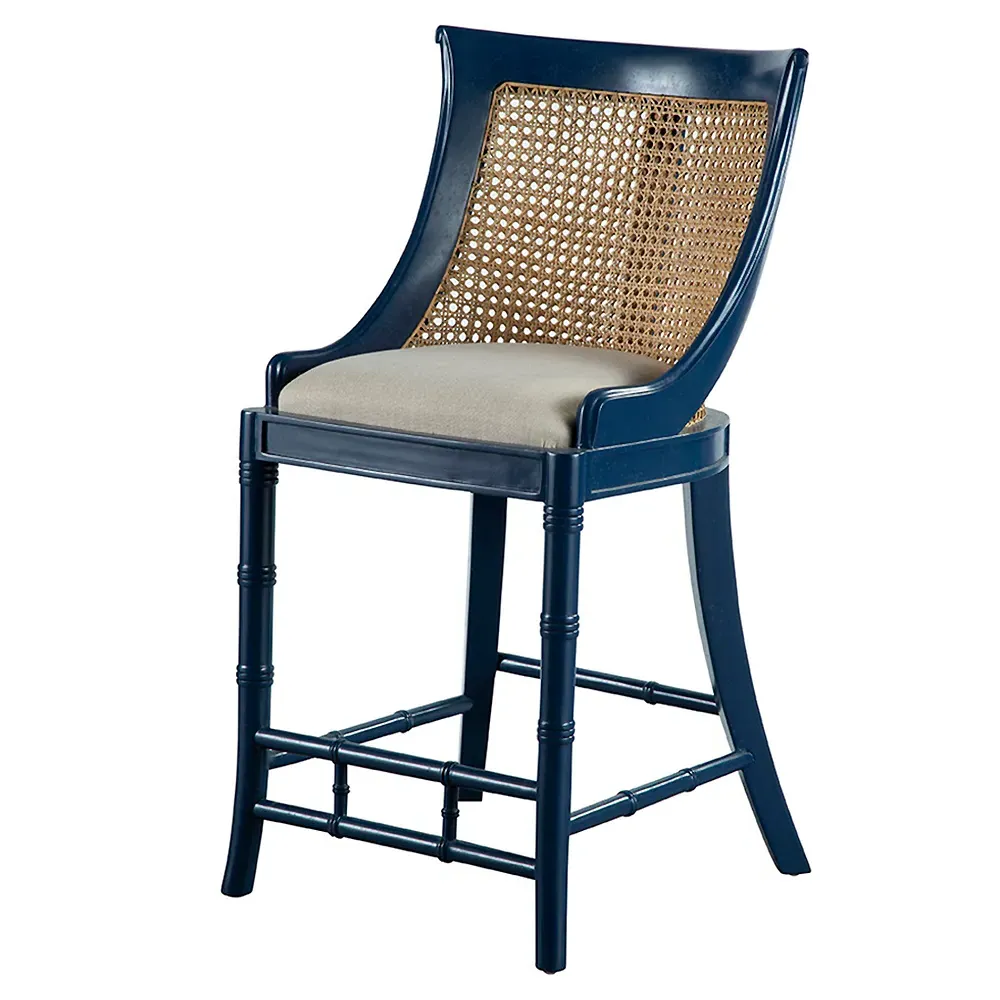 Aspyn Counter Stool - Blue, Mahogany image