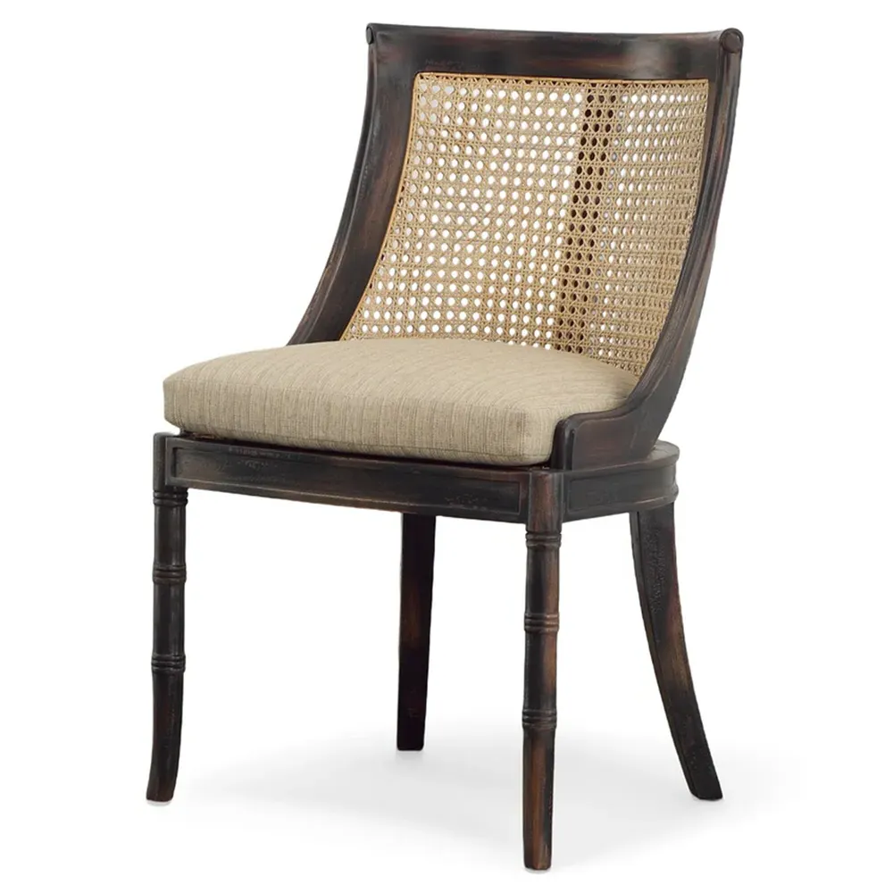 Aspyn Wingback Side Chair with Cane Back - Black, Mahogany