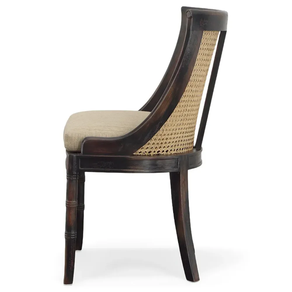 Aspyn Wingback Side Chair with Cane Back - Black, Mahogany