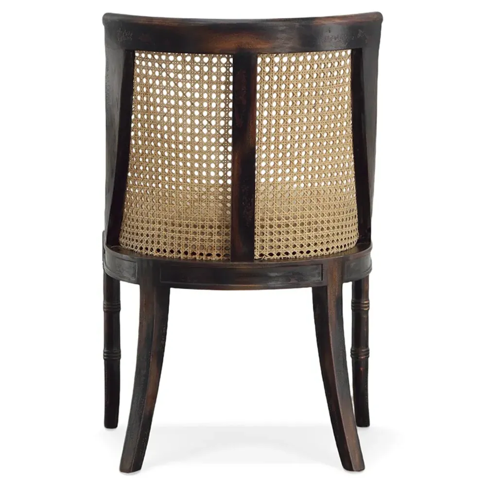 Aspyn Wingback Side Chair with Cane Back - Black, Mahogany