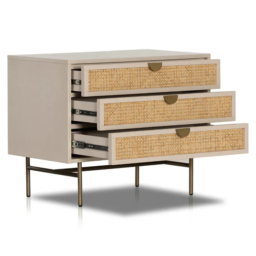 Assunta 3 Drawer Nightstand - Beige, Wood