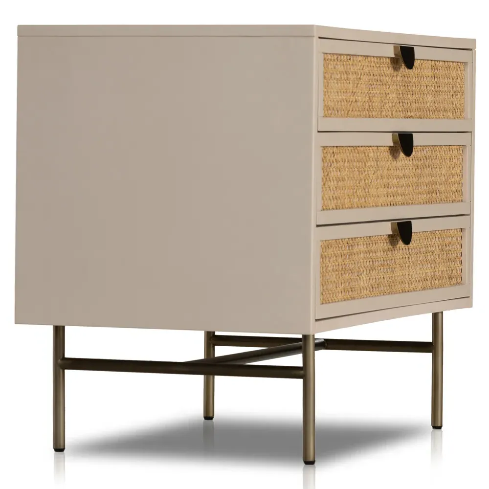 Assunta 3 Drawer Nightstand - Beige, Wood
