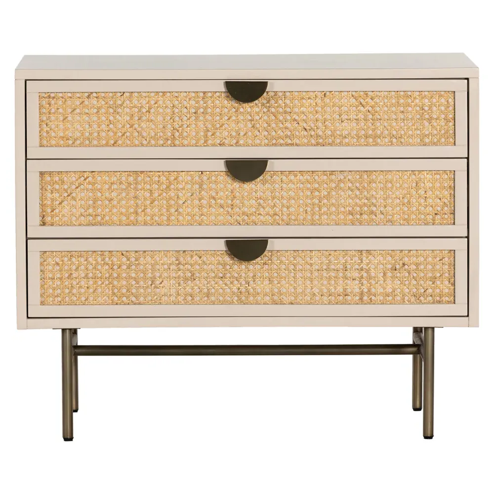 Assunta 3 Drawer Nightstand - Beige, Wood image