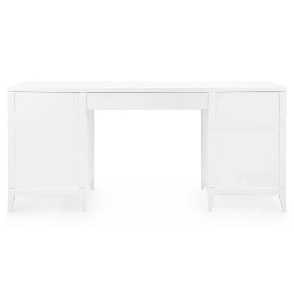 Astor Rectangular Desk - Vanilla White, Grasscloth
