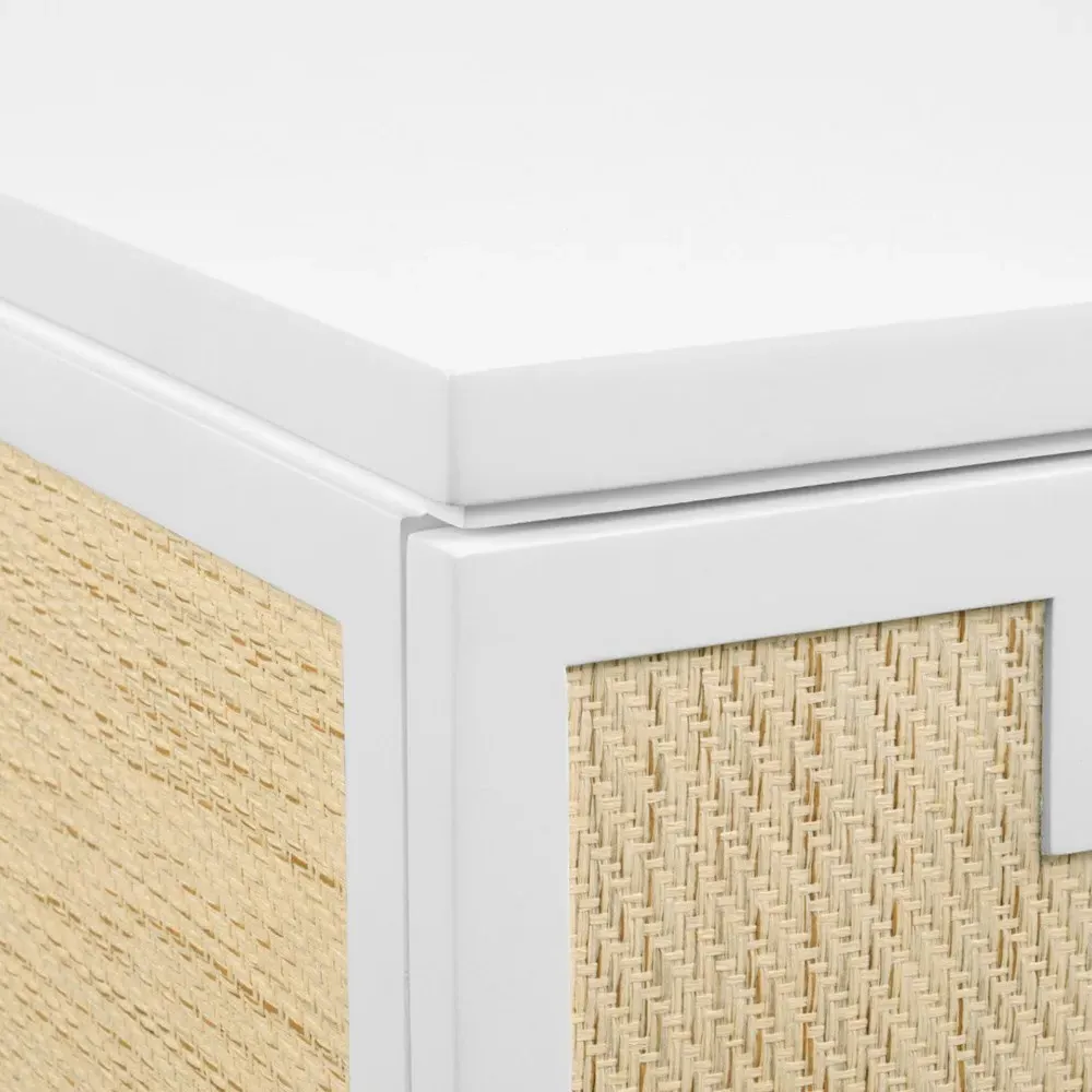 Astor Rectangular Desk - Vanilla White, Grasscloth