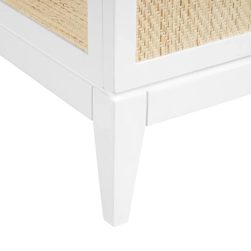 Astor Rectangular Desk - Vanilla White, Grasscloth