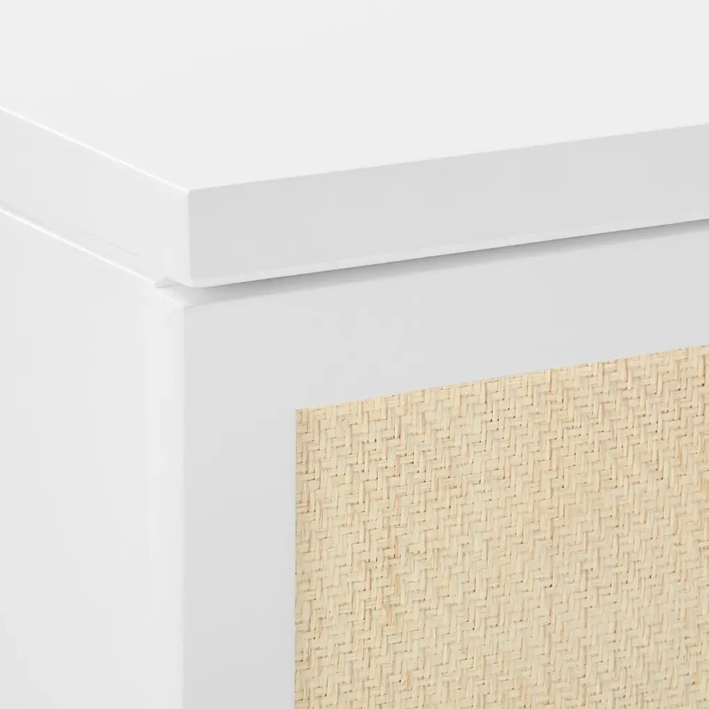 Astor Woven Grasscloth Media Cabinet - Vanilla White