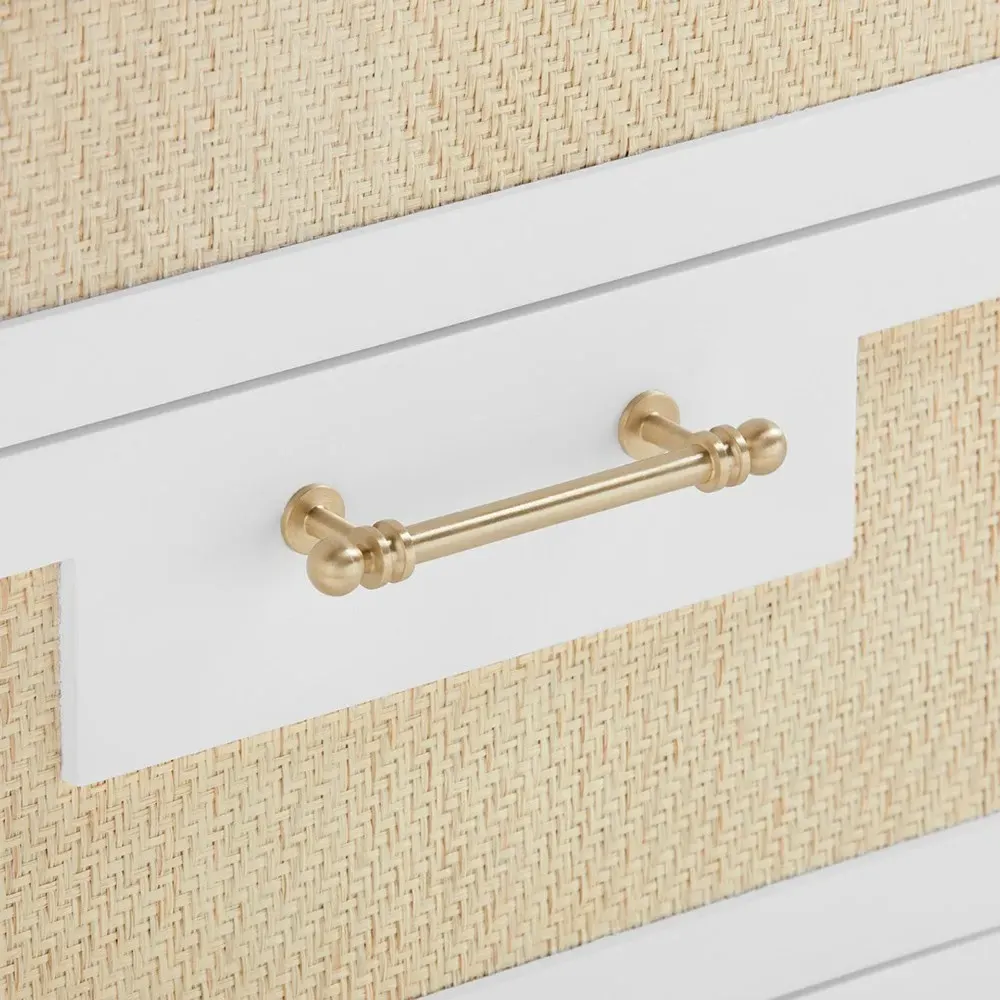 Astor Woven Grasscloth Media Cabinet - Vanilla White