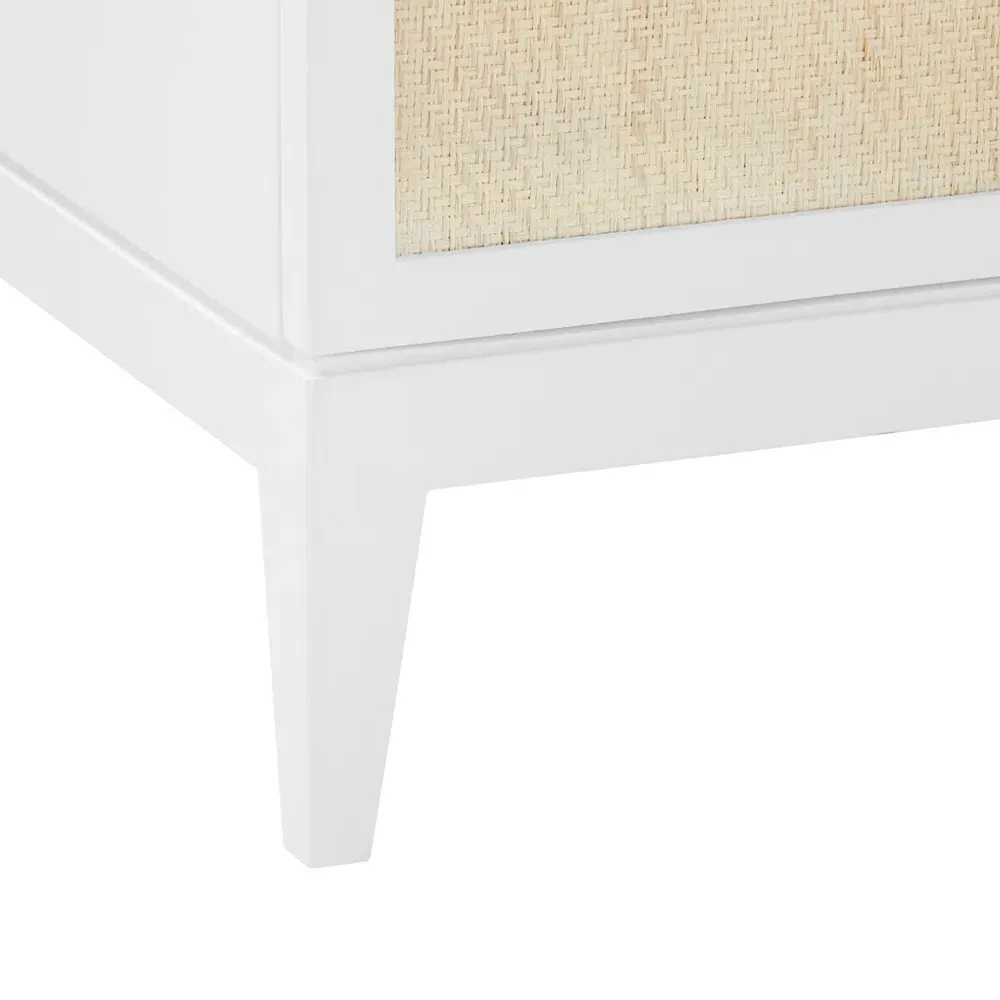 Astor Woven Grasscloth Media Cabinet - Vanilla White