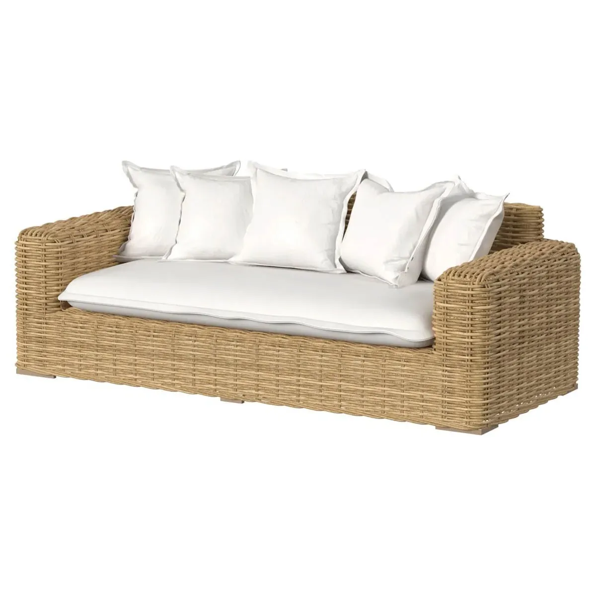 Astra 82" Woven Wicker Outdoor Sofa - Beige, Sunbrella
