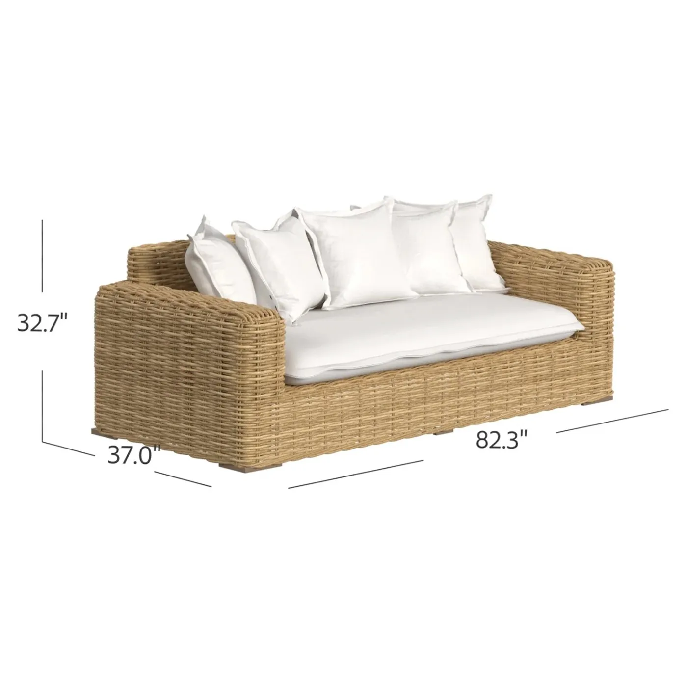 Astra 82" Woven Wicker Outdoor Sofa - Beige, Sunbrella