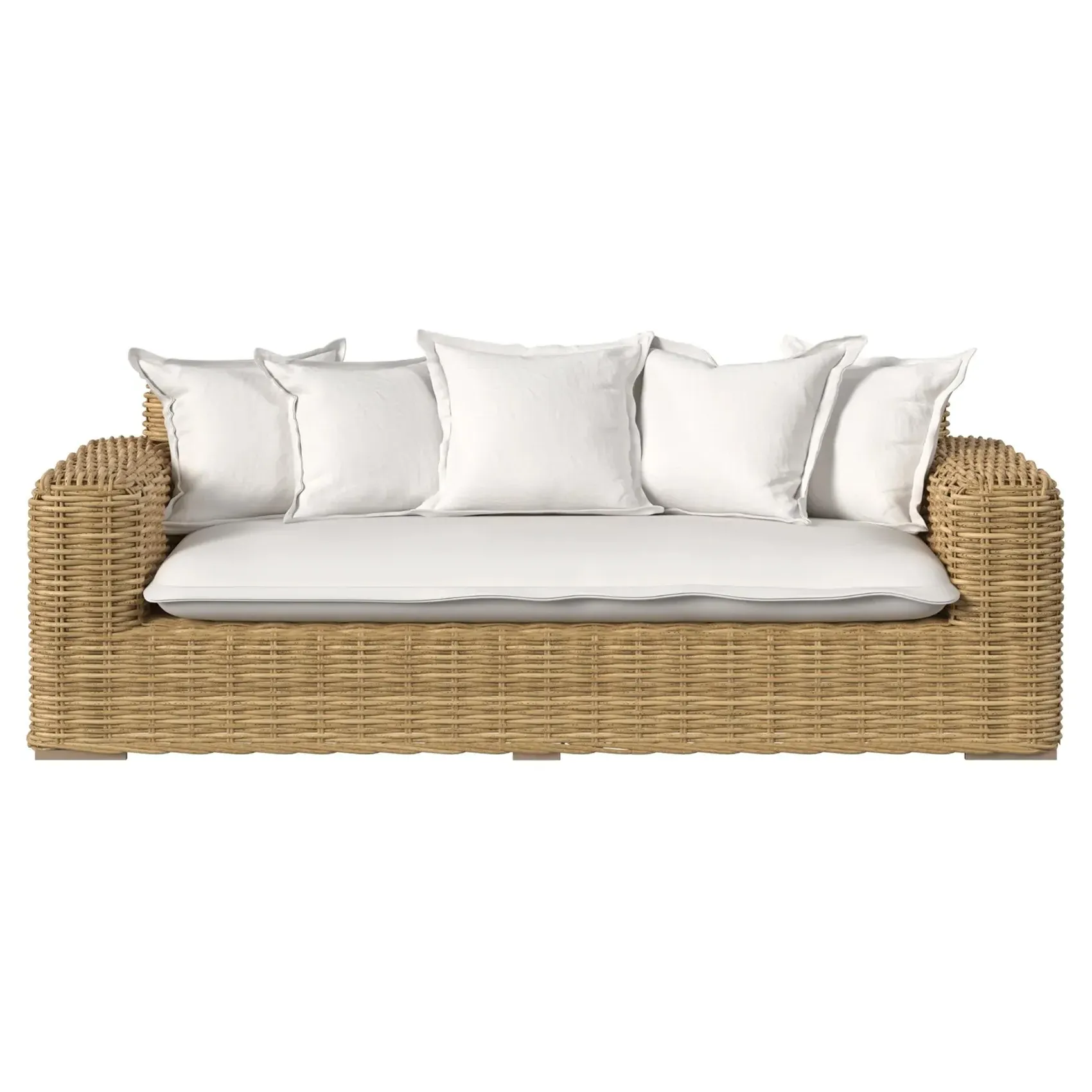 Astra 82" Woven Wicker Outdoor Sofa - Beige, Sunbrella