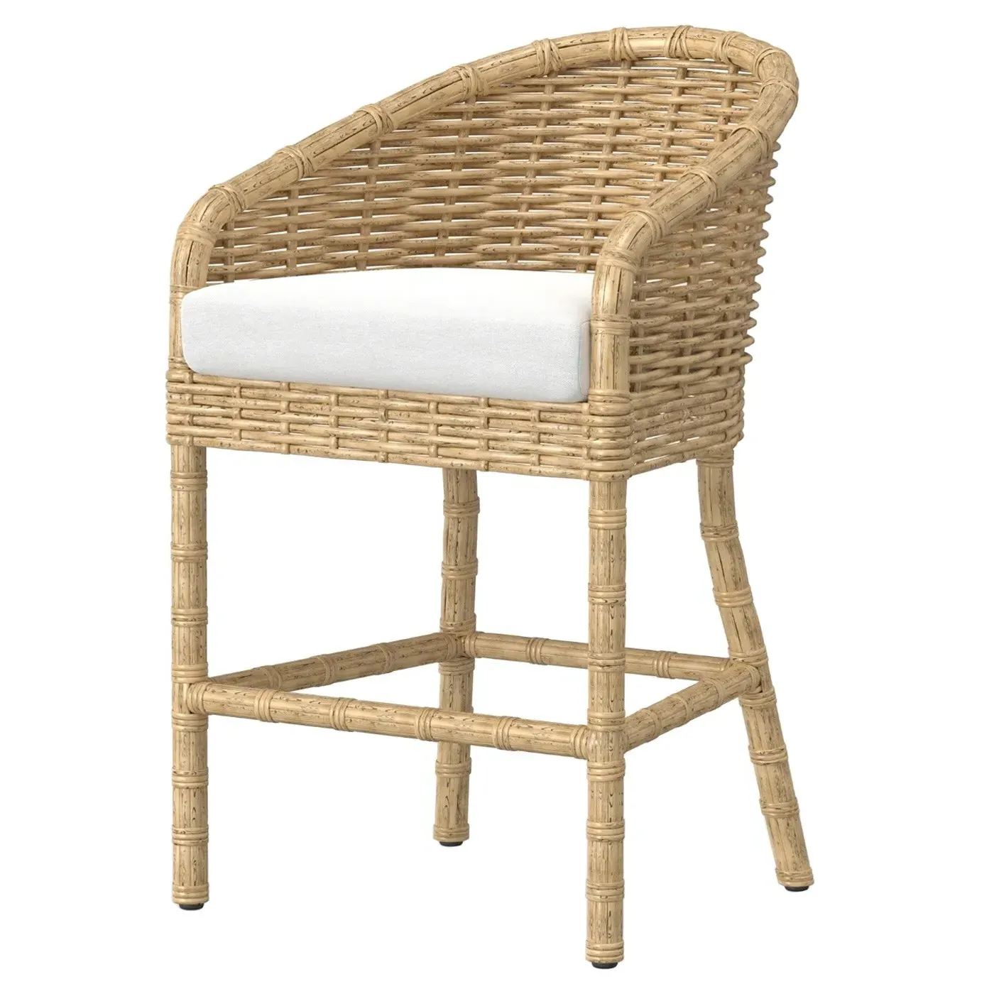 Astra Woven Wicker Outdoor Counter Stool - Beige, Sunbrella