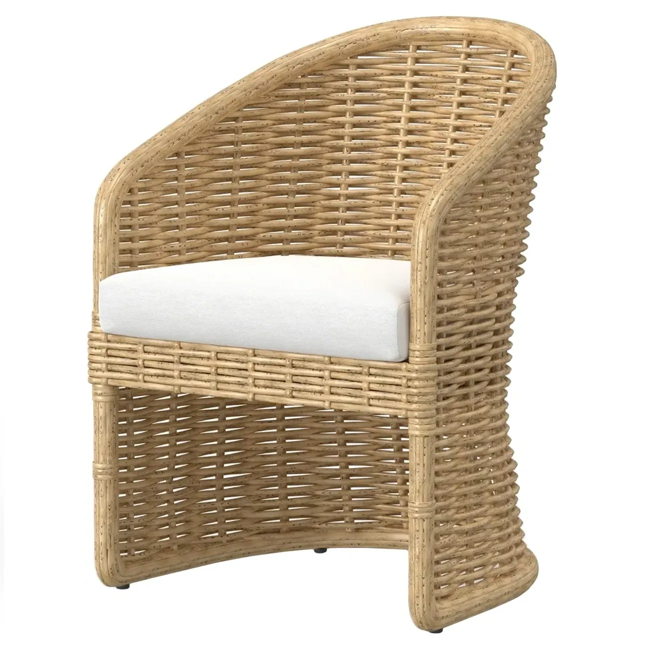 Astra Woven Wicker Outdoor Dining Arm Chair - Beige, Sunbrella