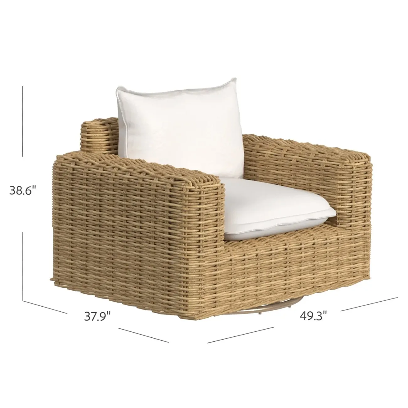 Astra Woven Wicker Outdoor Swivel Chair - Beige, Sunbrella