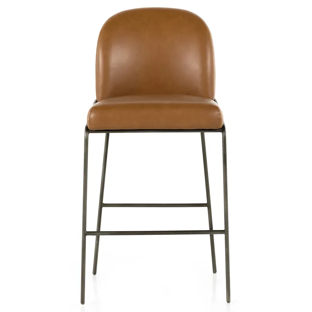 Astrid Bar Stool - Brown, Faux Leather