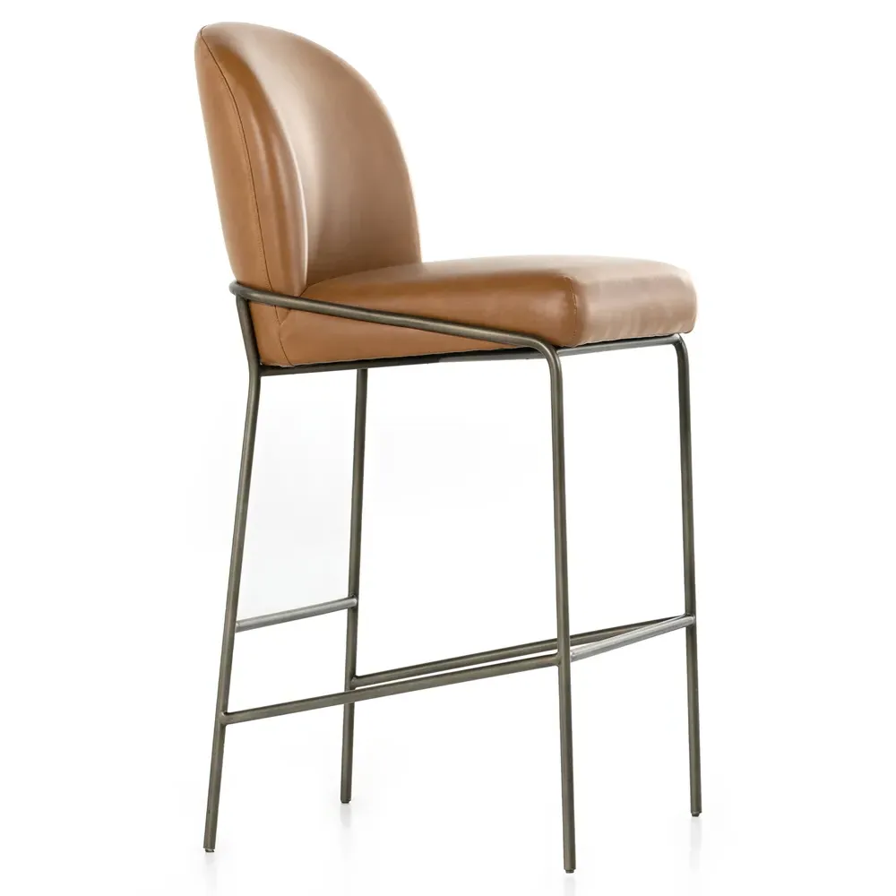 Astrid Bar Stool - Brown, Faux Leather